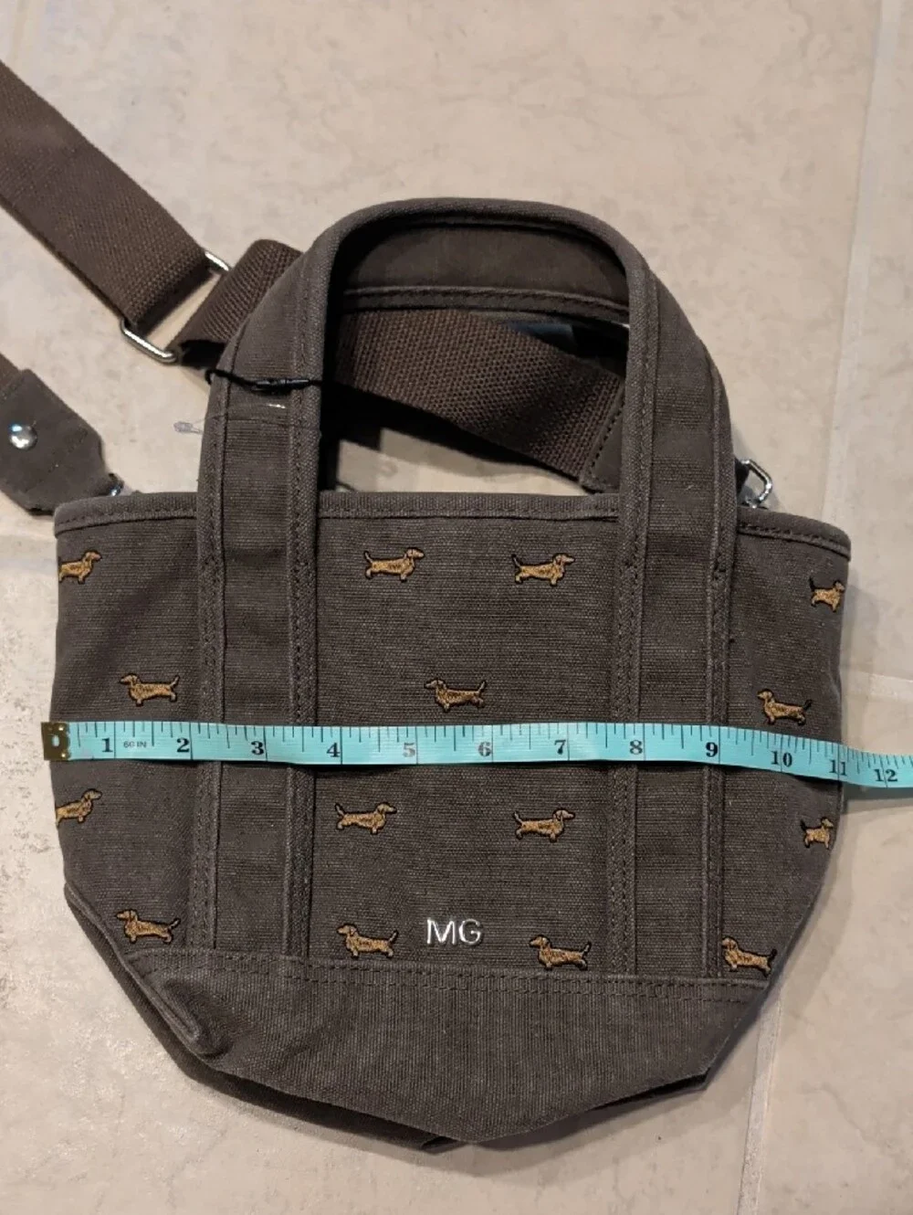 Madden Girl Embroidered Dachshund Canvas Crossbody Tote